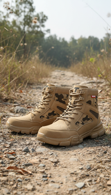 Men's Steel Toe Combat Work Boots - Breathable - Front View