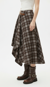 OURYE Women's Silk Turtleneck Skirts - A Line in Black