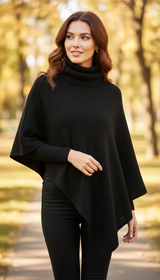 Women's Wool Turtleneck Poncho - Knit Shawl Cape - Image 5