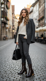 Women's Vintage Ankle Boots - Warm Cotton Square - Detail Close-Up
