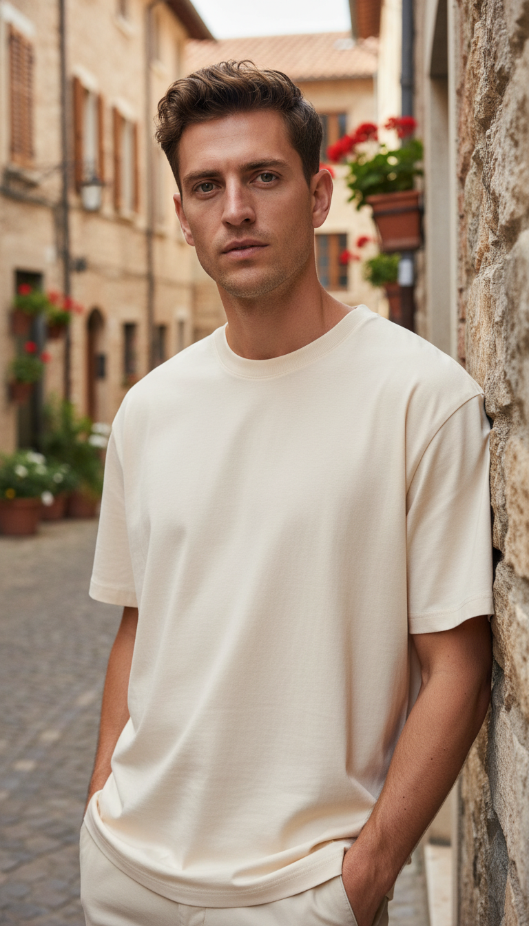 OURYE Men's Cotton T-Shirt - Oversized in Khaki