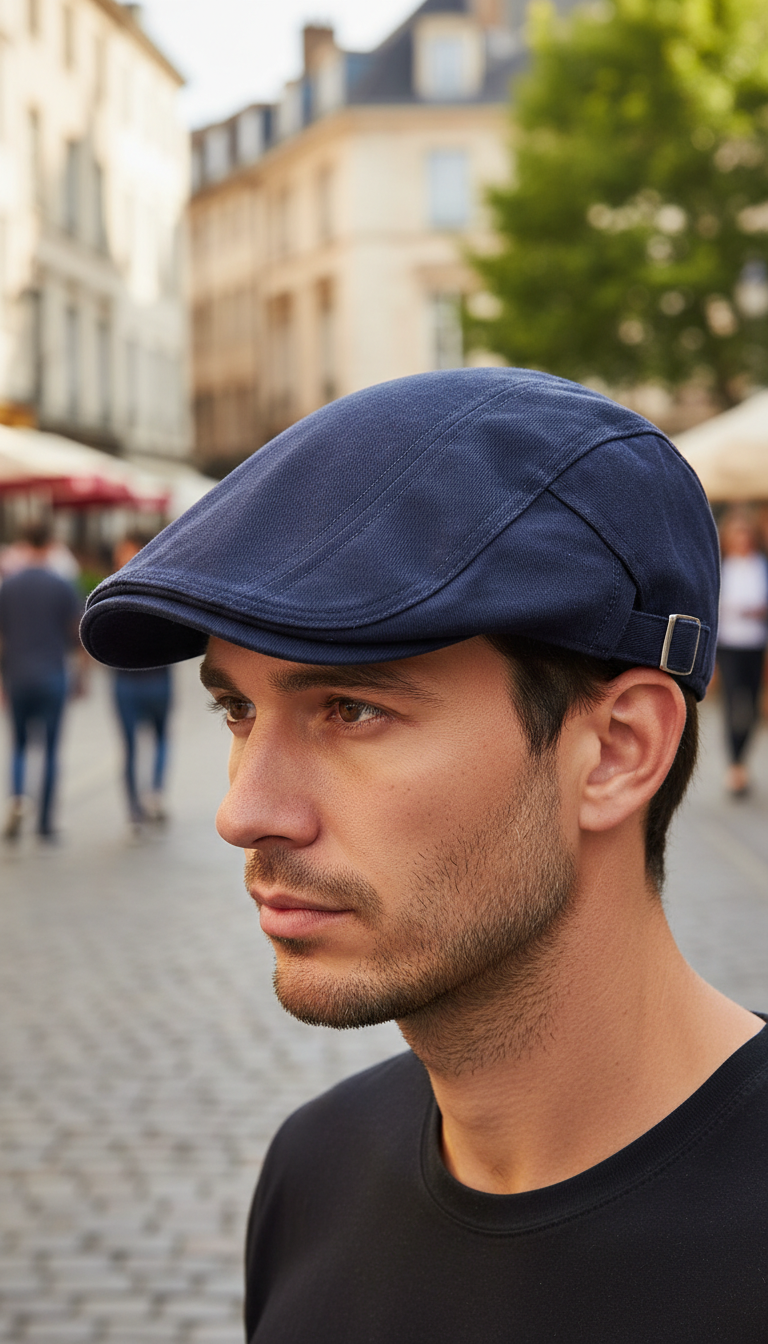 Men's Solid Colour Newsboy Cap - Lightweight Flat - Back View