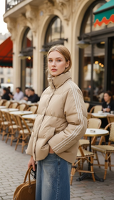 Women's Waterproof Down Jacket - Stand-Up Collar Loose - Back View