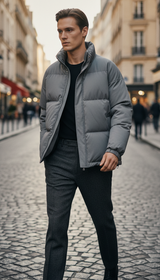 OURYE Men's Quilted Puffer Jacket - Relaxed in Camel