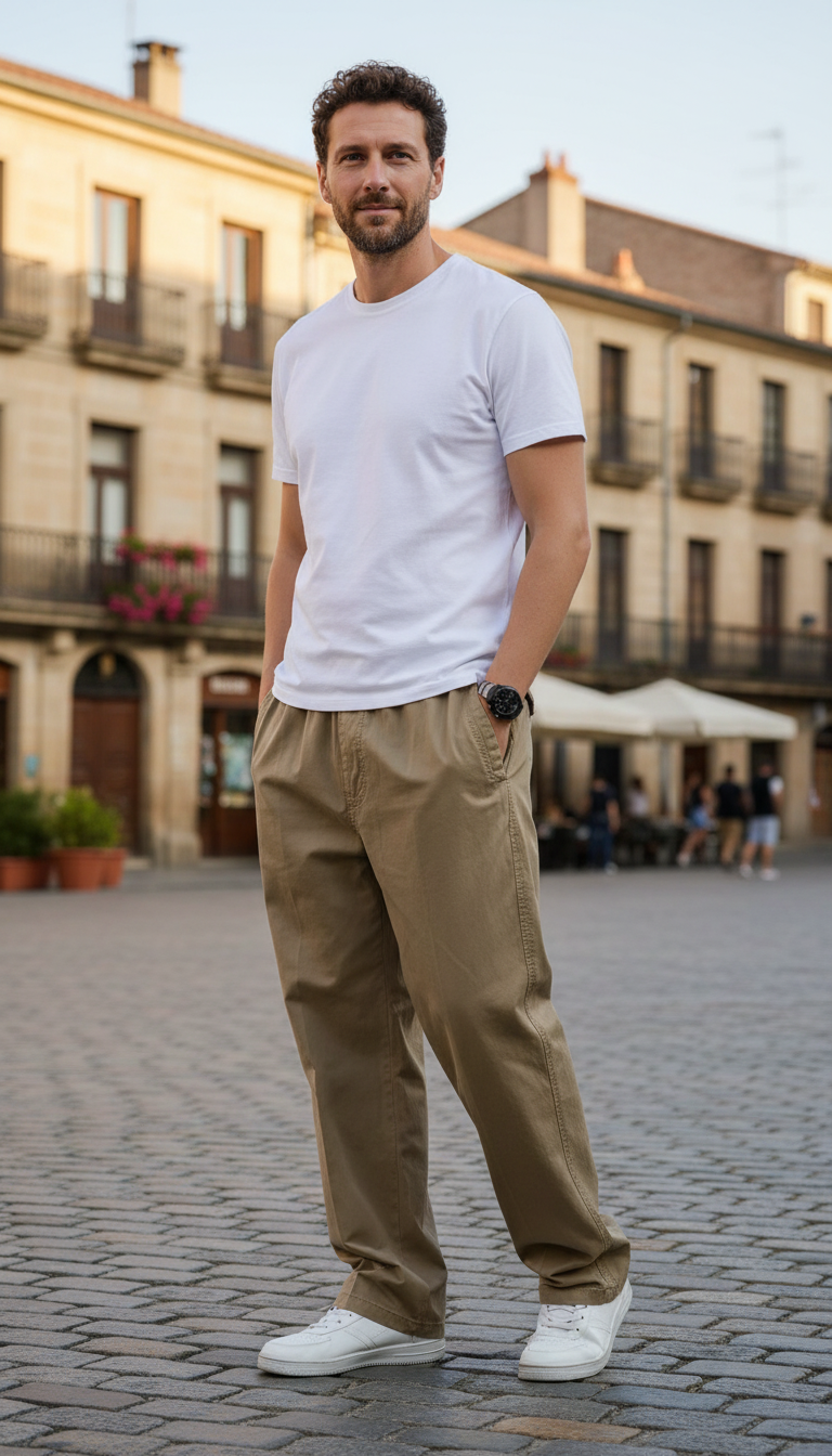 Men's Cotton Cargo Pants - Loose Fit Multi-Pocket Work Trousers