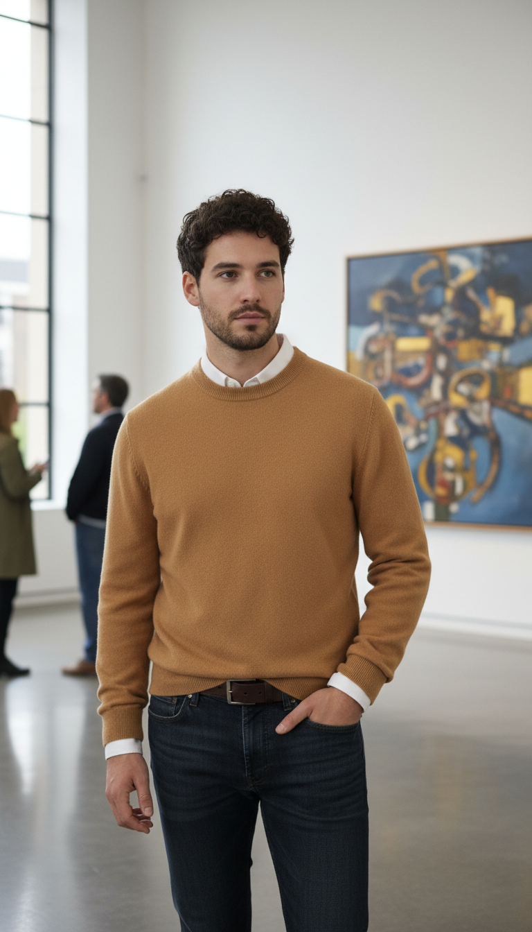 Premium Cashmere O-Neck Pullover – Men's Oversized Knit - Image 8