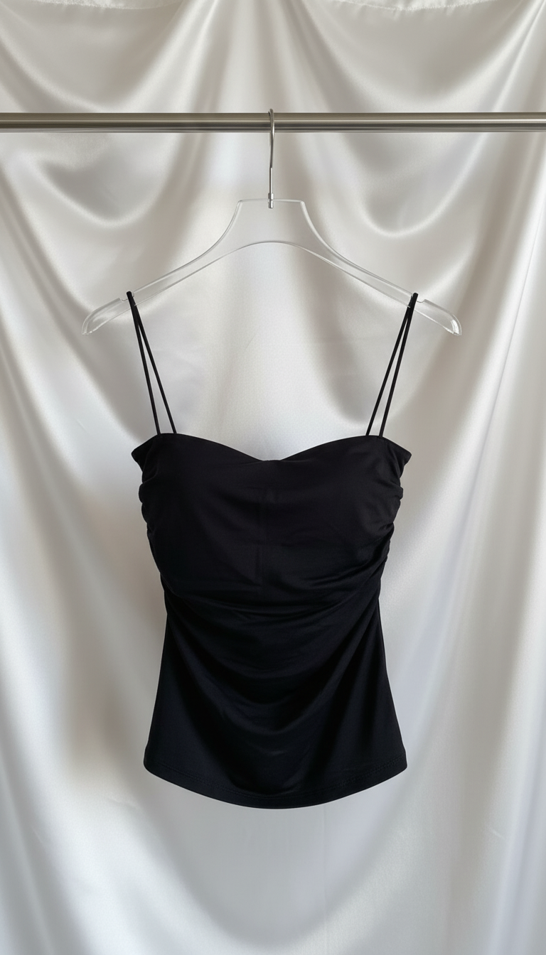 Women's Ribbed Cami Tank Top - Fitted Sleeveless - Detail Close-Up