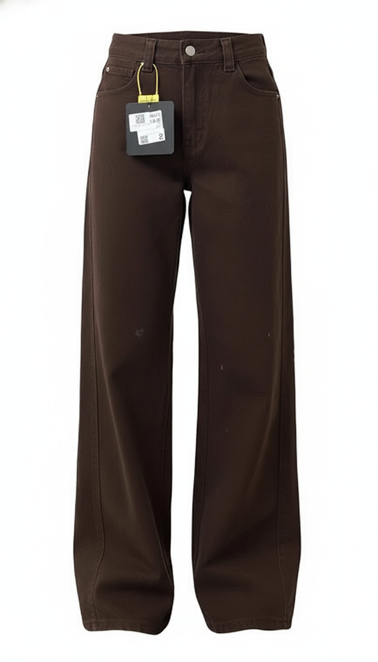 OURYE Women's Denim Wide Leg Jeans - High Waist in Chocolate