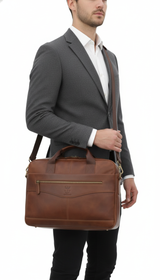OURYE Men's Genuine Leather Bags - Tailored in Black