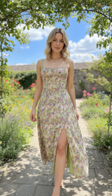 Women's Printed A-Line Camisole Dress - Square Neck - Back View