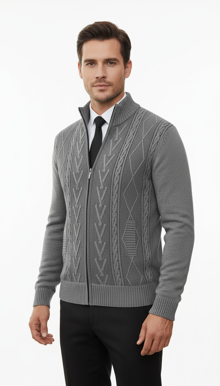 OURYE Men's Cashmere Hoodie Casaco de Malha Masculino - Grey