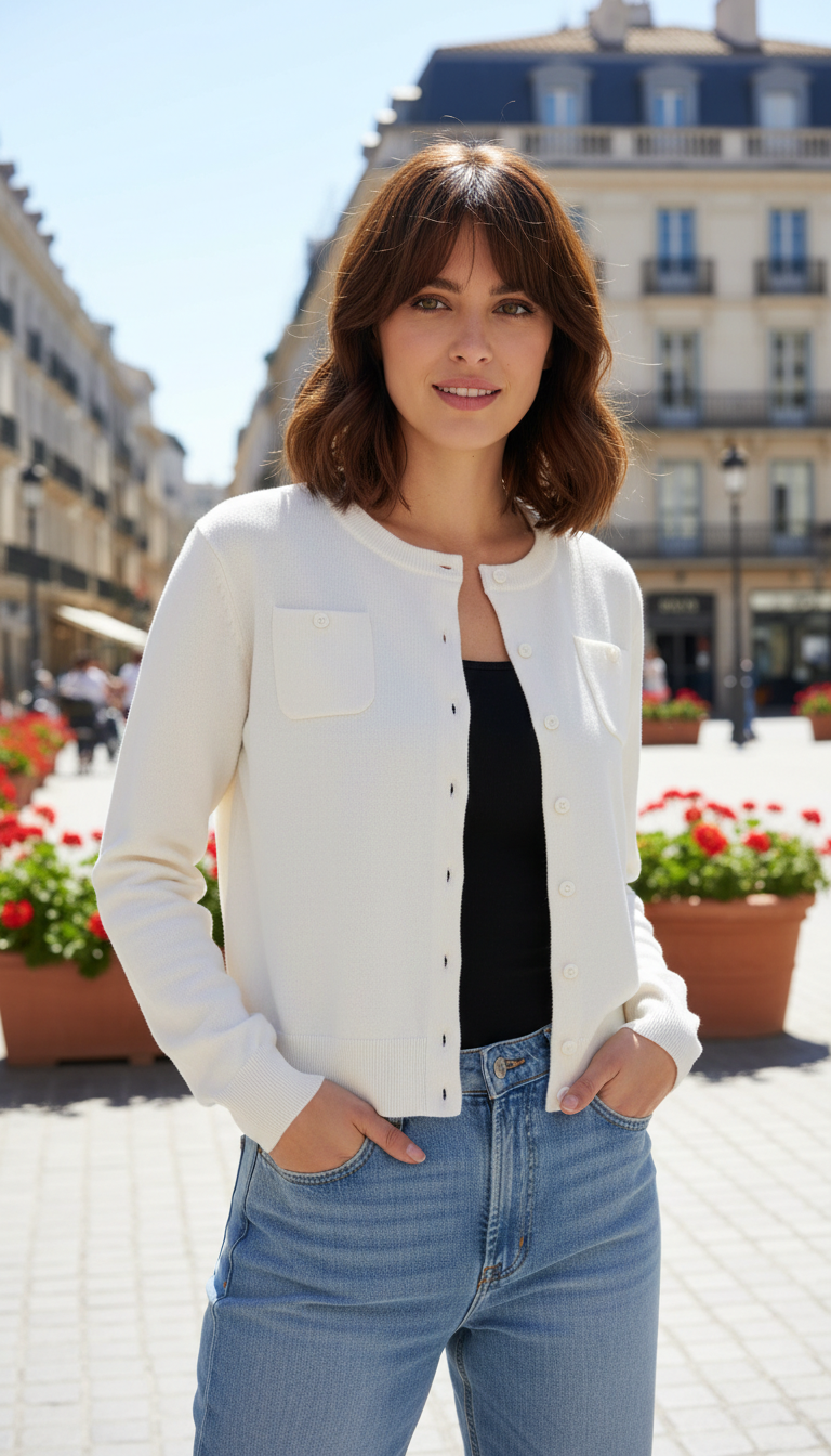 OURYE women's wool knit cardigan — Additional view