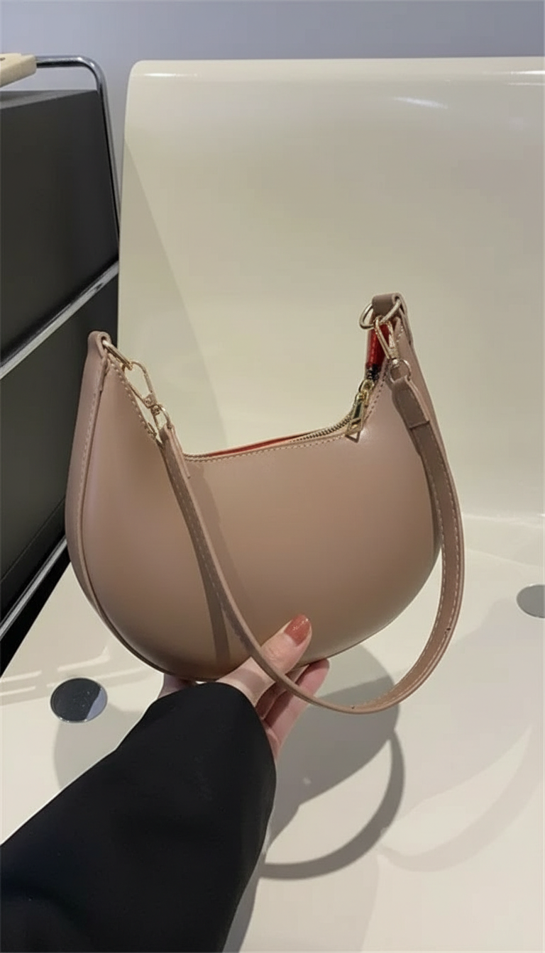 Women's Moon-Shaped Baseball Shoulder Bag - Luxury High-End - Image 5