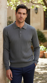 Men's Cable Knit V-Neck Pullover Sweater - Heavyweight - Image 5