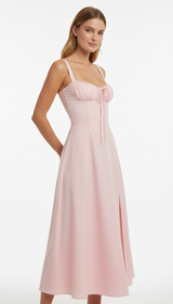 Women's Printed A-Line Camisole Dress - Square Neck Empire Waist Midi