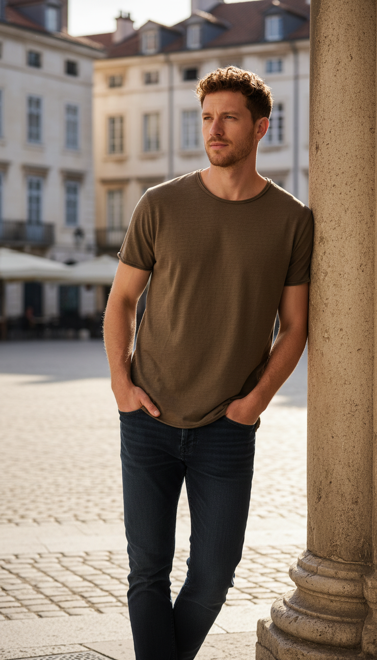OURYE Men's Cotton T-Shirt - Regular Fit in Black
