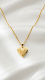 Heart Locket Pendant Necklace - Stainless Steel Memorial - Back View