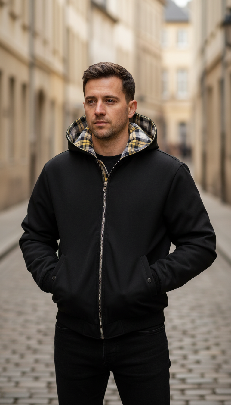 OURYE Men's Zip Hoodie - Oversized in Black