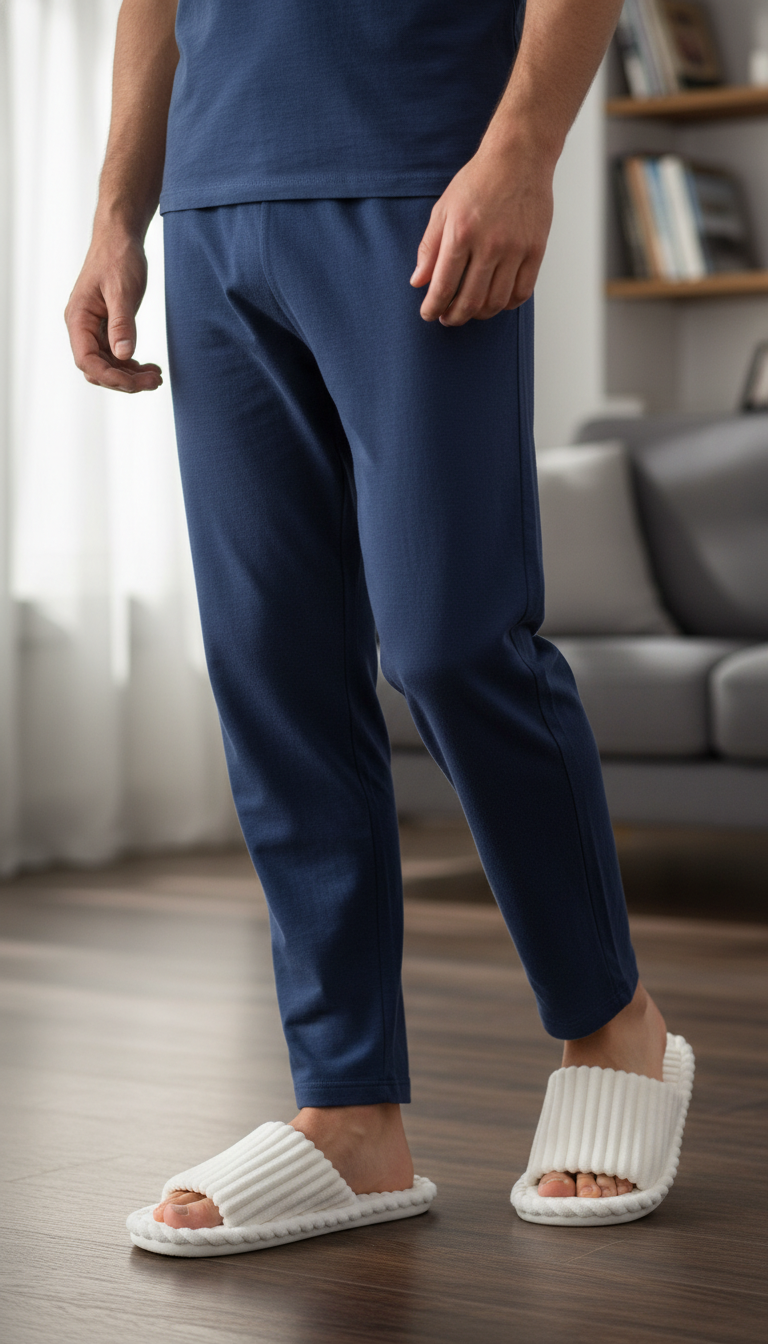 Men's Open Toe Indoor Slippers - Soft Non-Slip - Side View