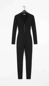 Women's Fleece-Lined Athletic Jumpsuit - High-Waist Workout Bodysuit - Side View