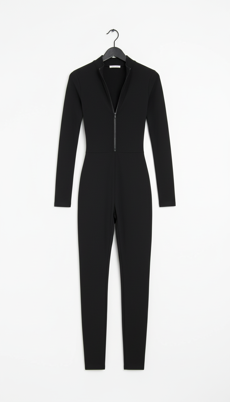 Women's Fleece-Lined Athletic Jumpsuit - High-Waist Workout Bodysuit - Side View