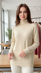 Women's Turtleneck Sweater - Elegant Velvet Lined Warm - Image 5