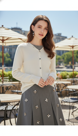 Women's 100% Merino Wool Cardigan - O-Neck Button - Image 9