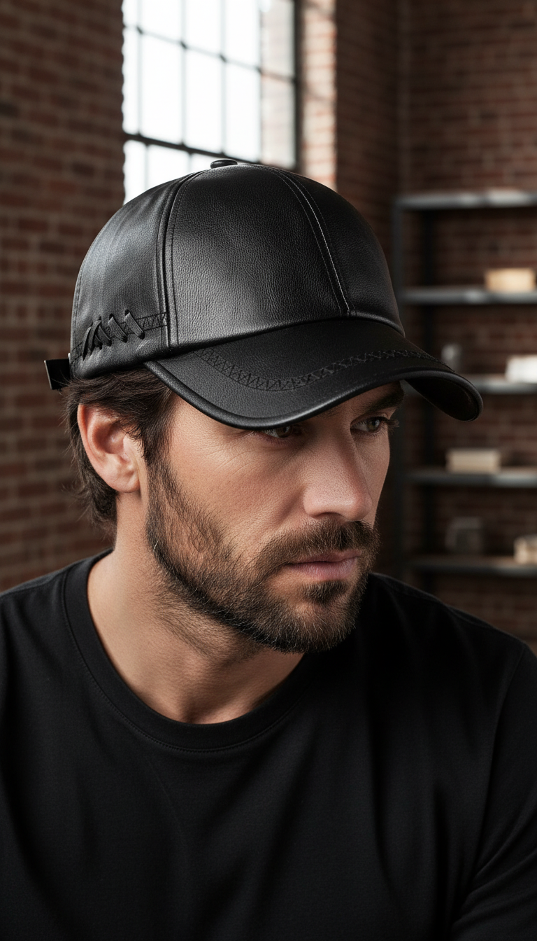 Unisex Leather Baseball Cap - Snapback with Warm - Image 6