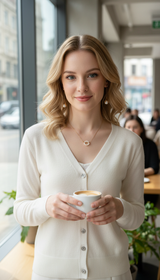 Women's V-Neck Cardigan - Loose Fit Button-Up Sweater - Image 7