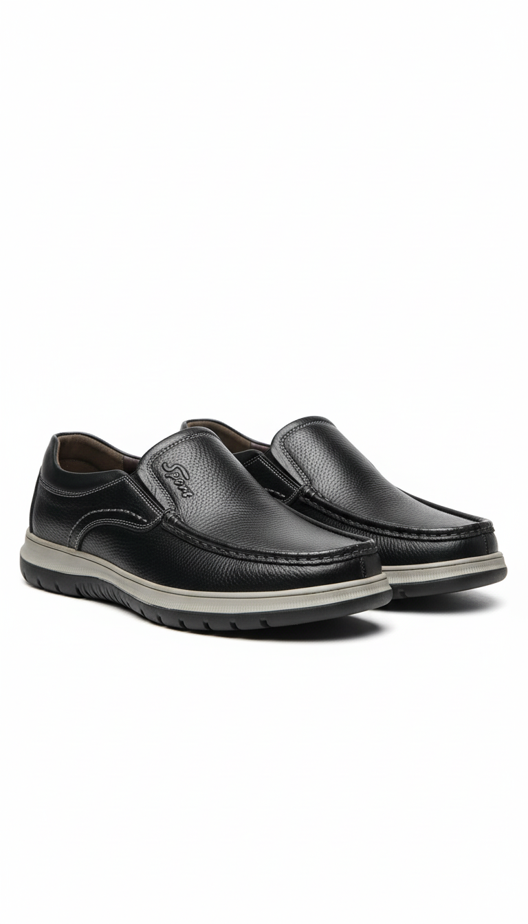 OURYE Men's Genuine Leather Button Down Shoes - Relaxed