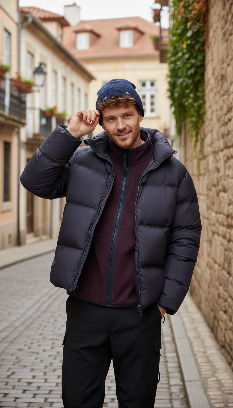 OURYE Men's Down Puffer Jacket - Relaxed in Chocolate