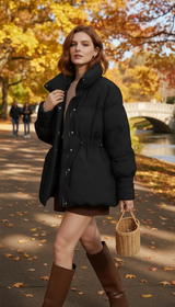 Women's Lightweight Puffer Coat - Stand Collar Jacket - Image 5