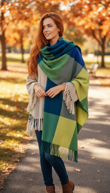 Women's Lattice Scarf - Thick Imitation Cashmere Shawl - Back View