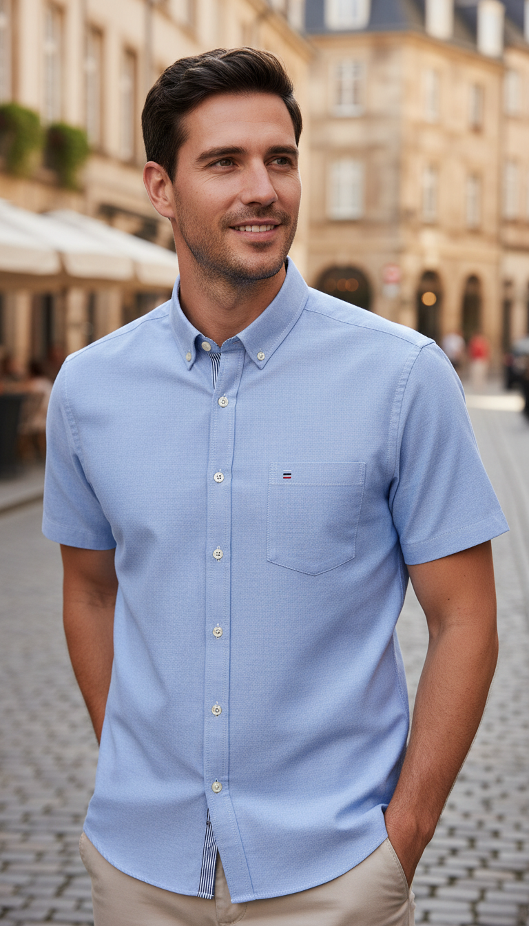 OURYE — Men's Shirt — 100% Cotton Breathable Oxford Short