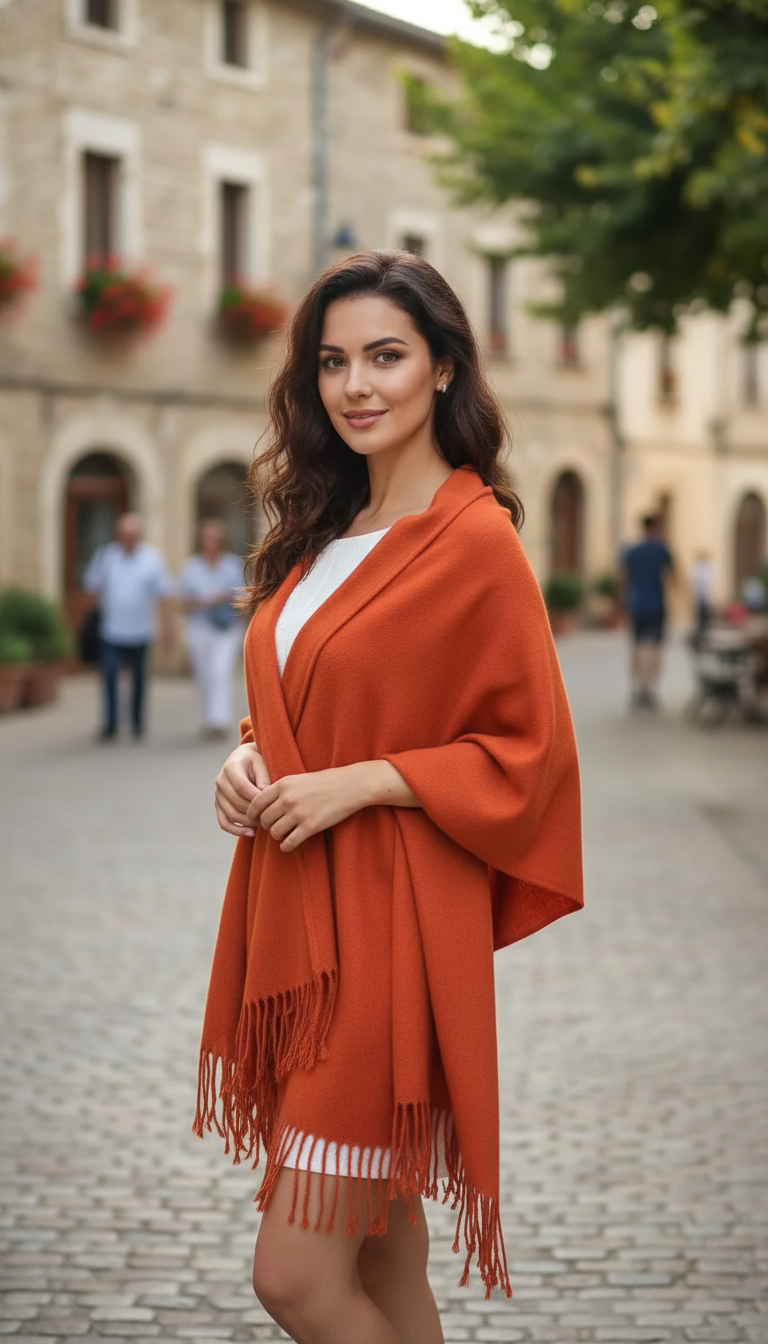 Women's Lattice Scarf - Thick Imitation Cashmere Shawl - Side View