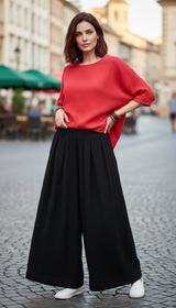 Women's Cotton Linen Wide Leg Pants - Pleated - Image 5