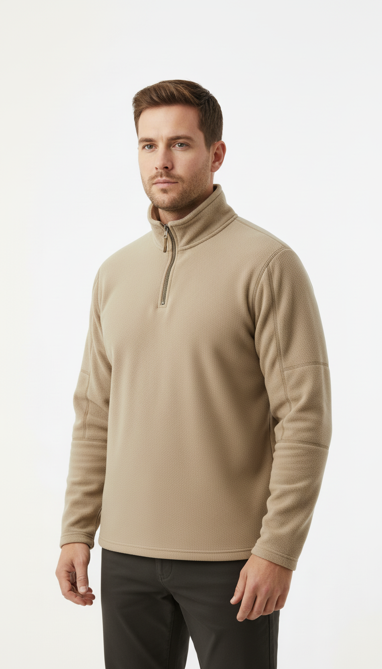 Herren Verdickte Warme Fleecejacke - Pullover mit Reißverschluss am Hals, Softshell-Sweatshirt für den Winter