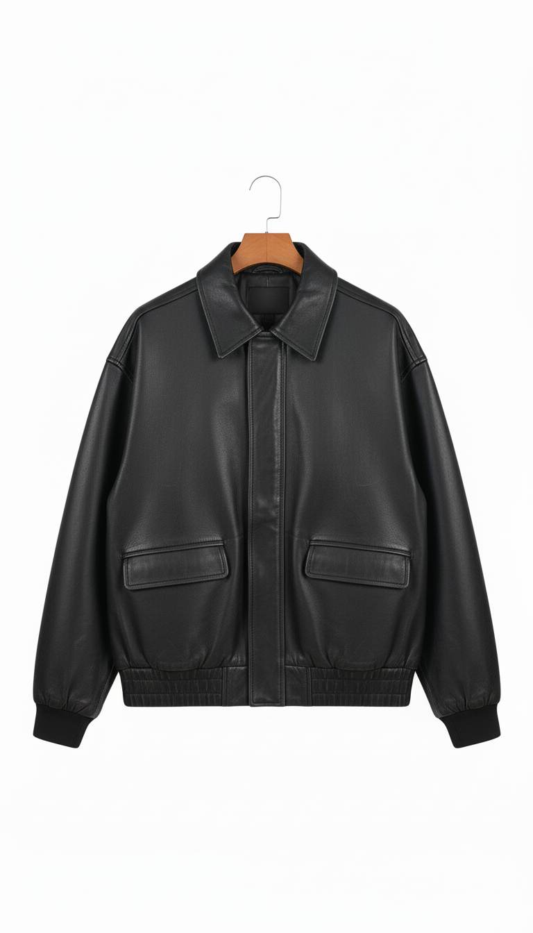 Women's Oversized Vintage Brown Faux Leather Jacket - - Back View