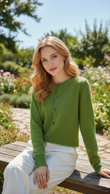 Women's 100% Merino Wool Cardigan - O-Neck Button - Image 11