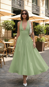 Women's Backless V-Neck Maxi Dress - Sleeveless Evening - Image 9