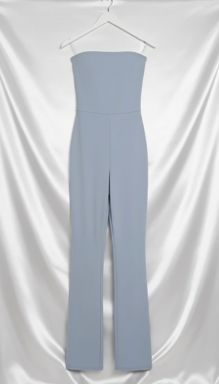 Women's Corseted Flared Jumpsuit - High-Waist Slim Fit - Back View
