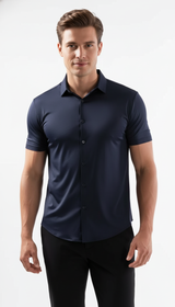 OURYE Men's Short-Sleeve Dress Shirt - Slim Fit in White