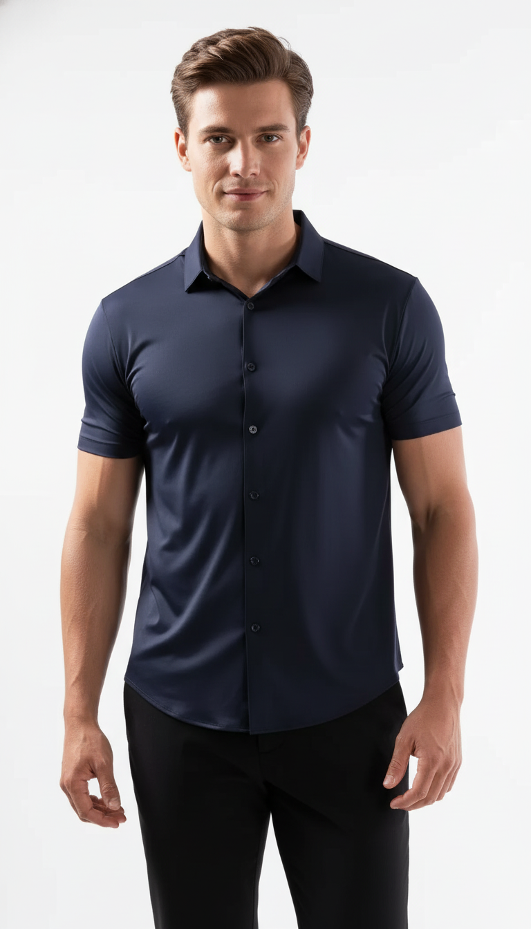 OURYE Men's Short-Sleeve Dress Shirt - Slim Fit in White