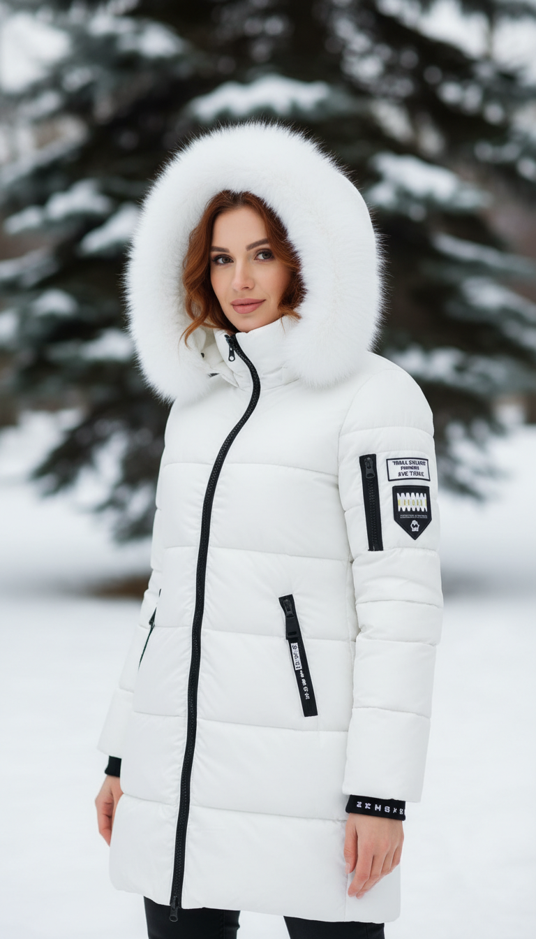 Women's Long Fur Collar Hooded Parka - Elegant - Image 9