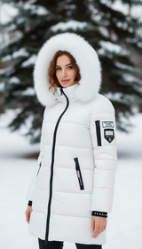 Women's Long Fur Collar Hooded Parka - Elegant - Image 9