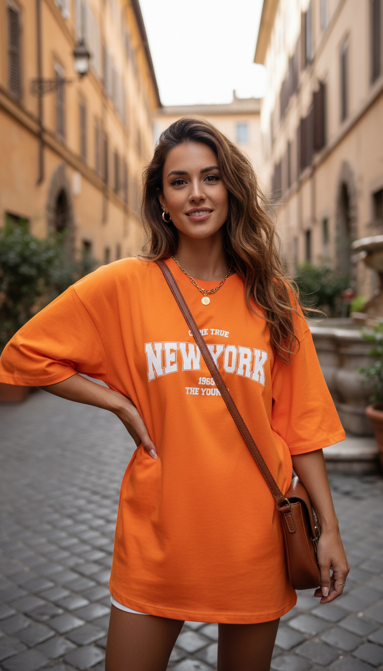 Women's Oversized Letter Print T-Shirt - 100% Cotton - Image 7