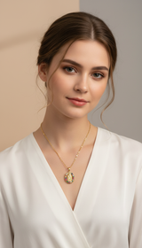 Virgin Mary Star Pendant Necklace - Colorful Zircon - Back View