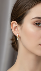Pearl Circle Hoop Earrings - French-Inspired Small Round - Front View