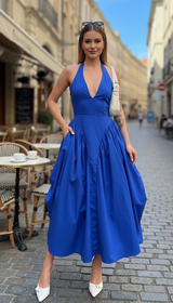 Women's Backless V-Neck Maxi Dress - Sleeveless Evening - Image 6