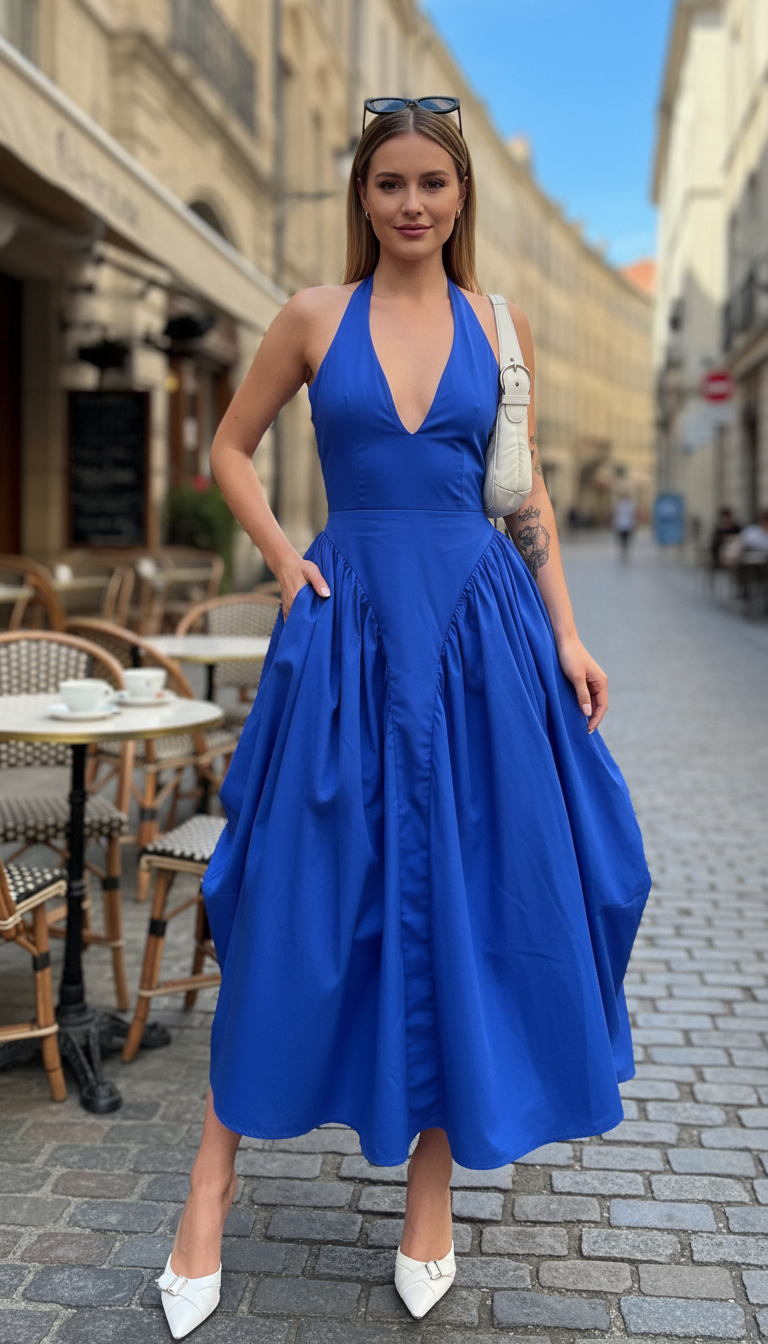 Women's Backless V-Neck Maxi Dress - Sleeveless Evening - Image 6